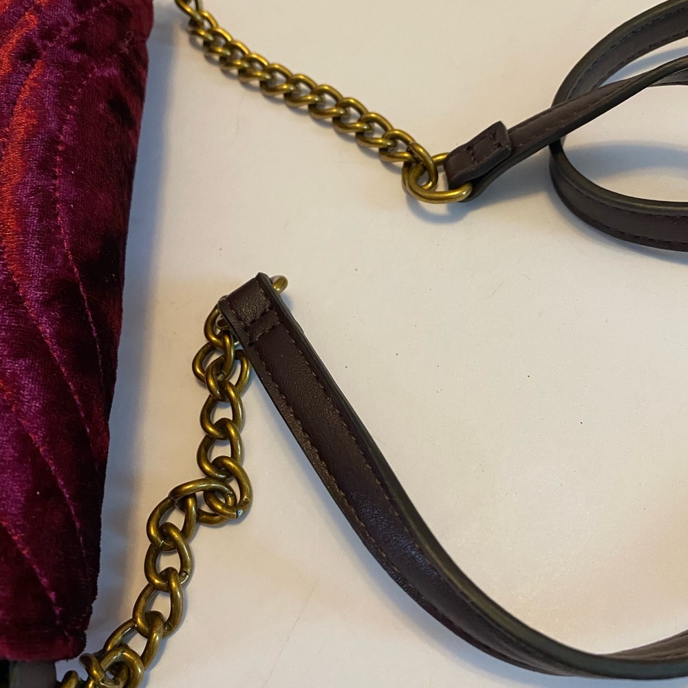 Nine West Rich Red/Burgundy Velvet Crossbody Bag NWT - Picture 6 of 12